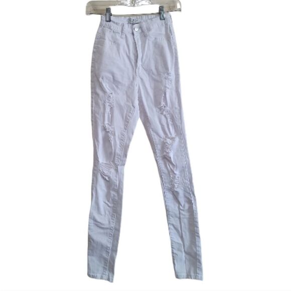 AP Blue by Aphrodite Jeans  Womens White Distress Skinny Highwaist Jeans Size 3 - Picture 1 of 8